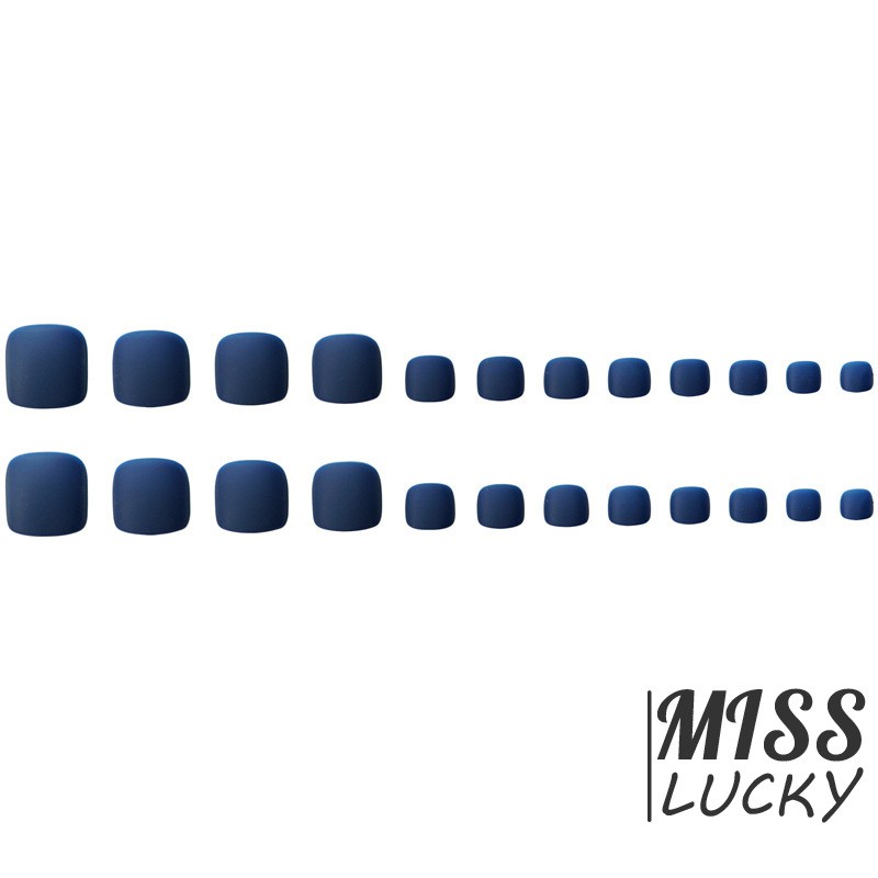 ❤HHN-VN 24pcs Deep Blue Pre-Colored Matte Artificial Acrylic Fingernails Pure Color For Lady Girls T