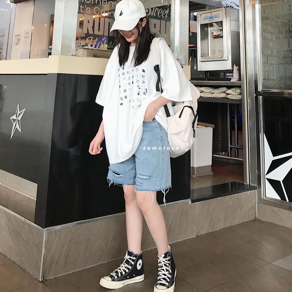 Áo Phông Nữ JEMCLOSET Form Rộng Tay Ngắn In Họa Tiết Nhí Dễ Thương XTRACI-10030