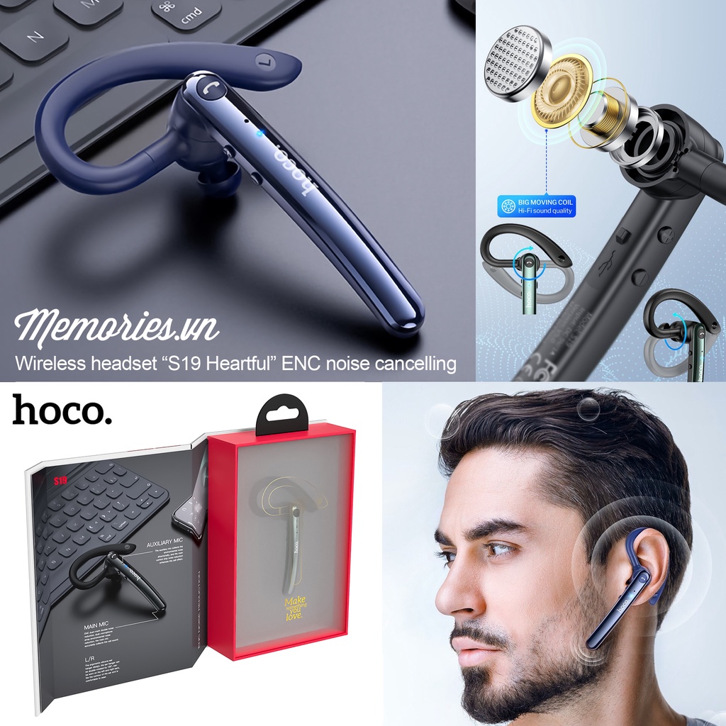 Headphone Hoco EW45 / EW46 Mèo Kute nhiều màu / S19 ENC chính hãng - Tai nghe không dây dạng móc vành tai, giảm tiếng ồn