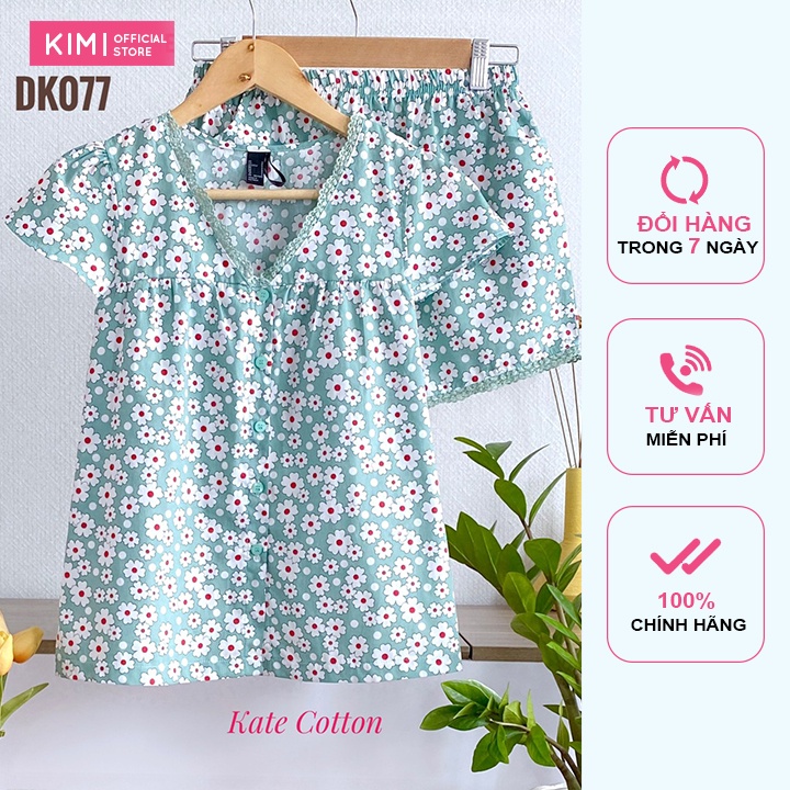 Đồ Bộ Mặc Nhà Nữ Cổ Tim Viền Ren Quần Ngắn Dễ Thương KIM