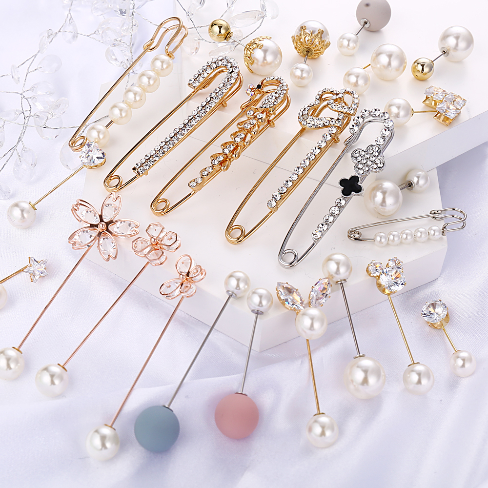 Ghim cài áo đính đá/ ngọc trai giả thời trang