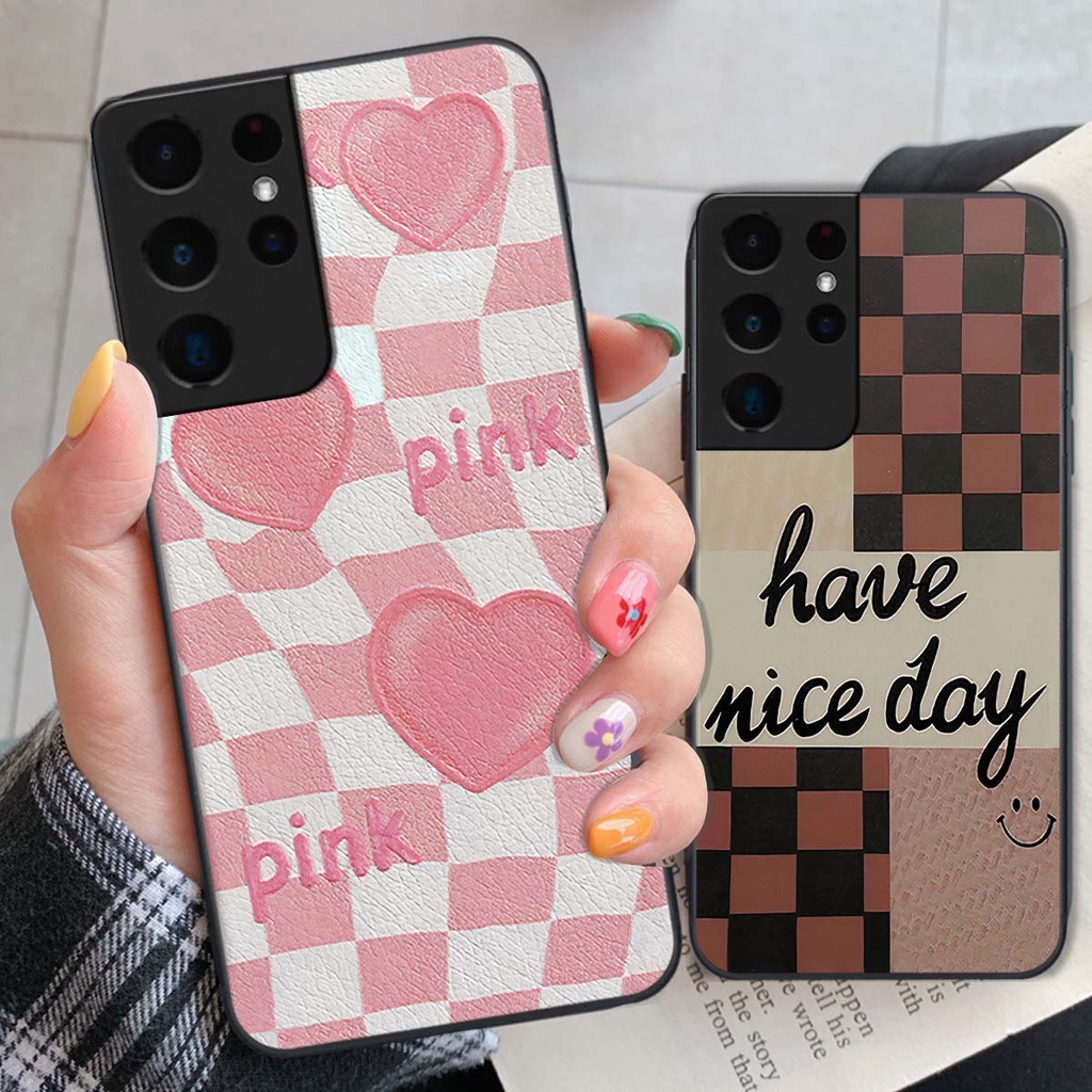 Ốp Samsung S21 Ultra caro trái tim cá tính, thời trang siêu đẹp, siêu phong cách