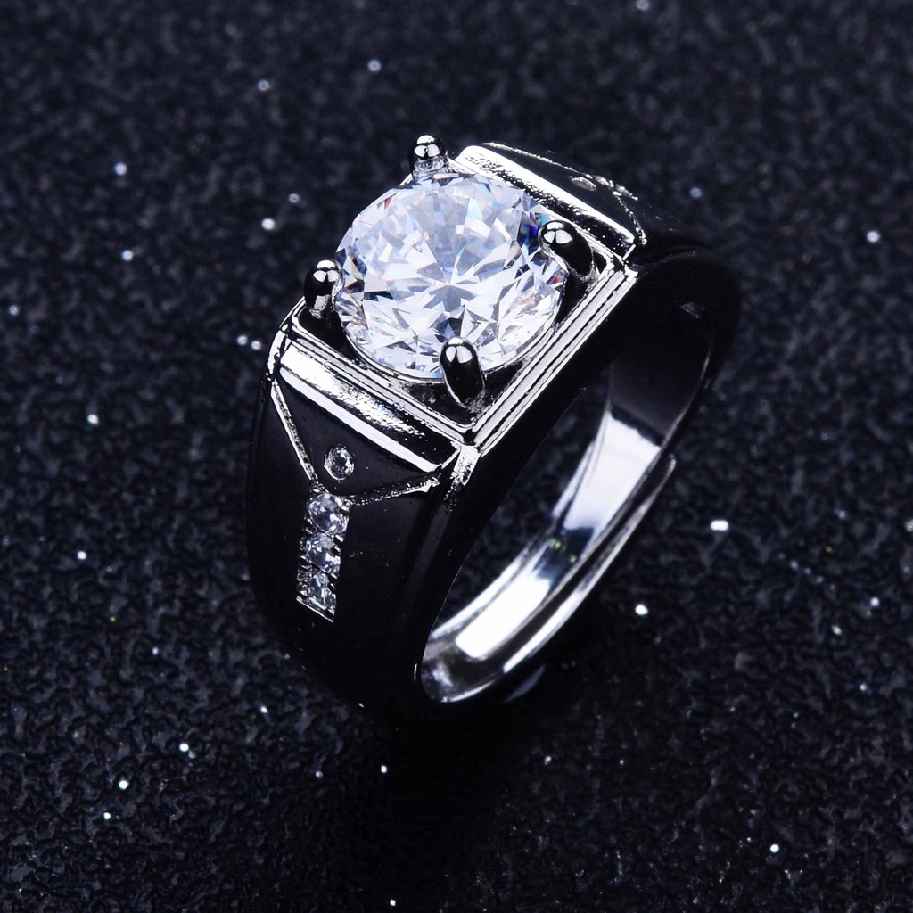 Nhẫn đá moissanite Pt950 phong cách công sở cá tính dành cho nam qu-1