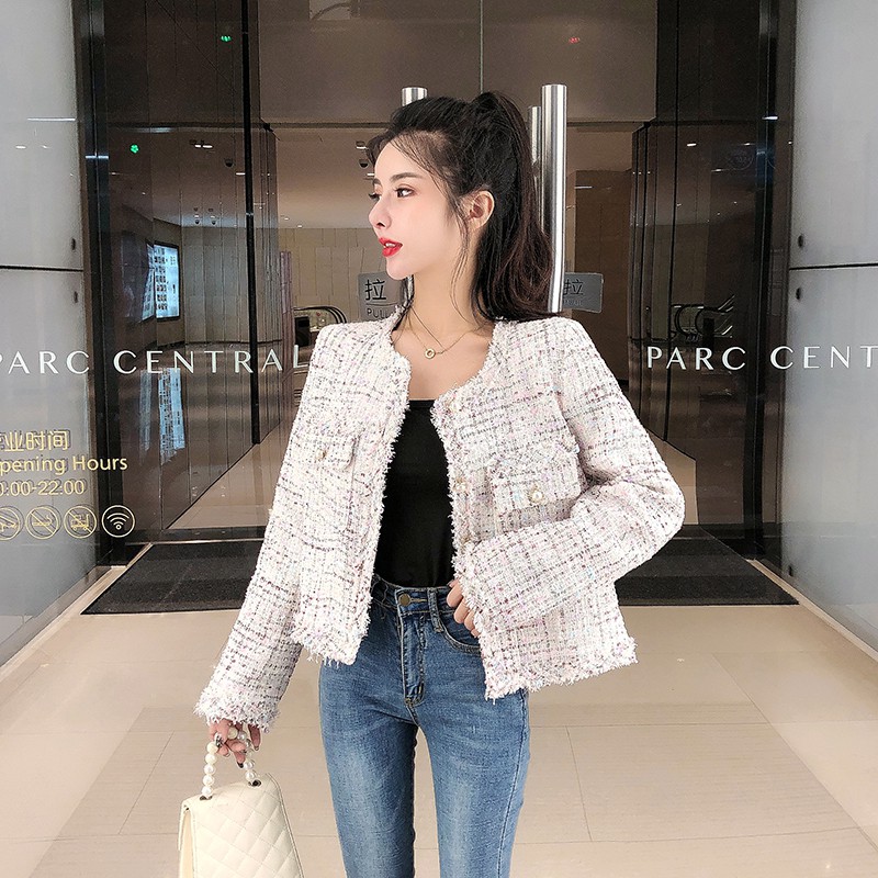 [Hàng order] Áo dạ tweed Hàn Quốc áo dạ khoác kim tuyến ngắn AD12