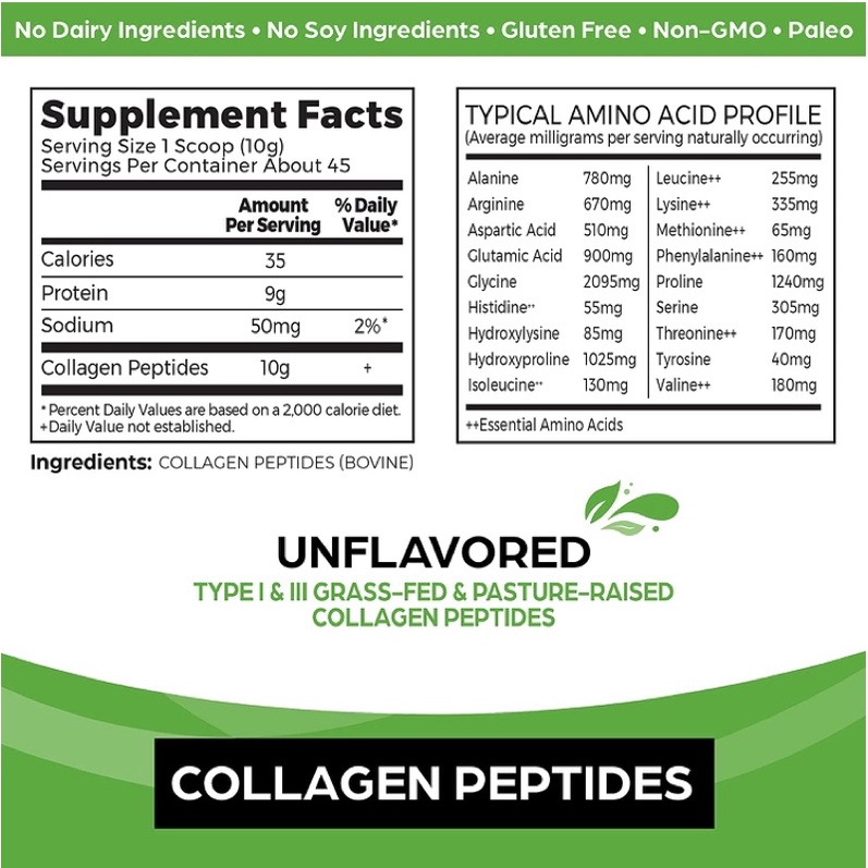 [Mẫu mới Date 2024]Collagen peptide thuỷ phân Orgain Grass Fed Hydrolyzed Collagen Peptides Protein 454g USA
