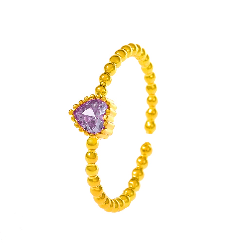 Nhẫn Hở Mạ Vàng Đính Đá zircon Hình Trái Tim Nhiều Màu Thời Trang Hàn Quốc Có Thể Điều Chỉnh