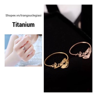 Nhẫn titan dễ thương trái tim không đen