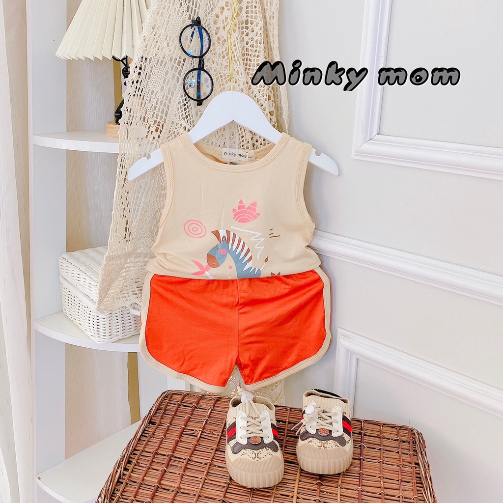 Đồ bộ MINKY MOM cho bé trai bé gái ba lỗ thun lạnh phối màu, bộ quần áo trẻ em 3 lỗ mặc nhà 2 3 4 5 tuổi BS010