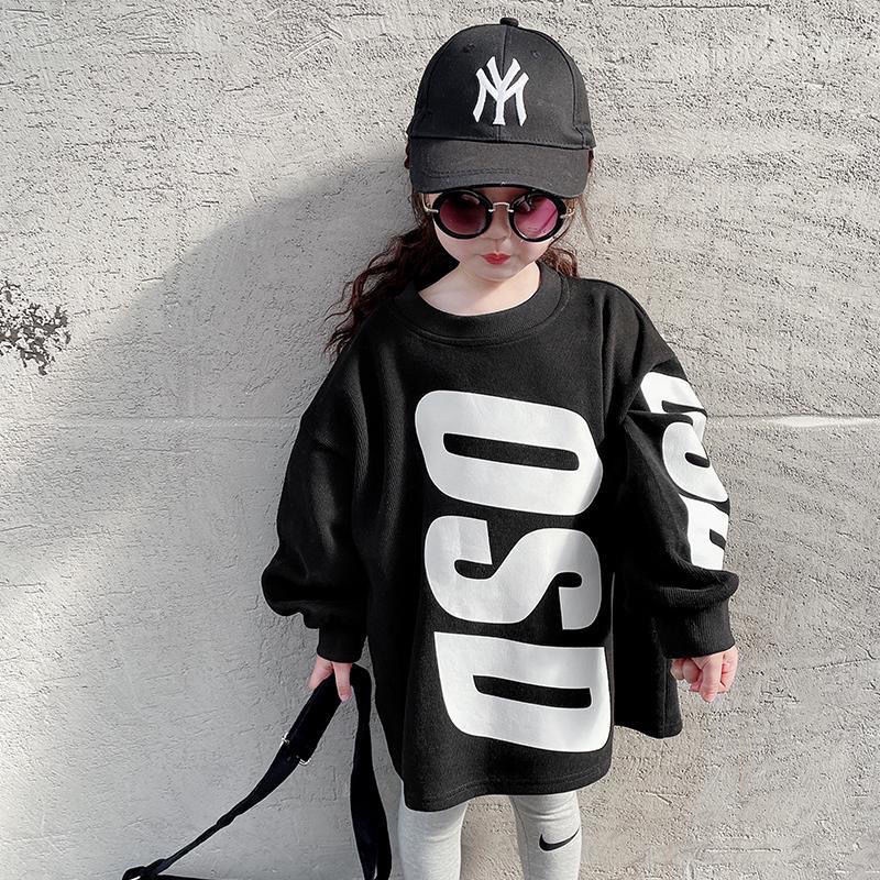 Áo sweater tay dài dáng rộng họa tiết hoạt hình phong cách phương Tây thời trang mùa thu mới cho bé gái 2021