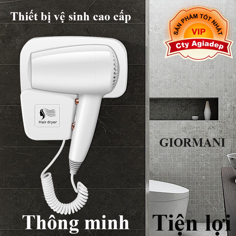 Máy sấy tóc treo tường có giá đỡ cho phòng tắm, Máy sấy tóc gắn tường cho khách sạn Giormani