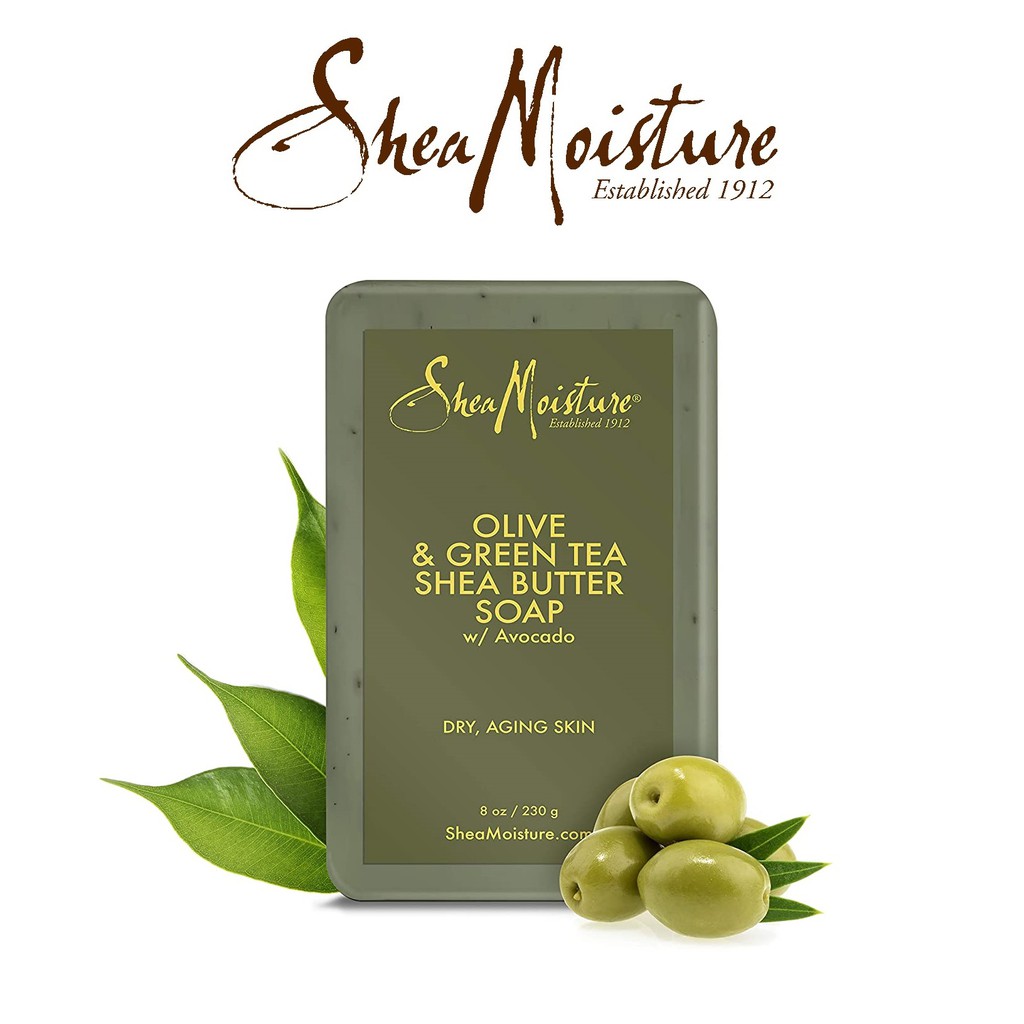 Shea Moisture xà phòng siêu dưỡng ẩm Olive & Green Tea Shea Butter Bar Soap - 230g