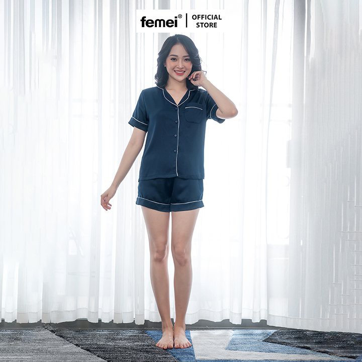 FEMEI - Bộ pyjama ngắn tay lụa gấm PNP011