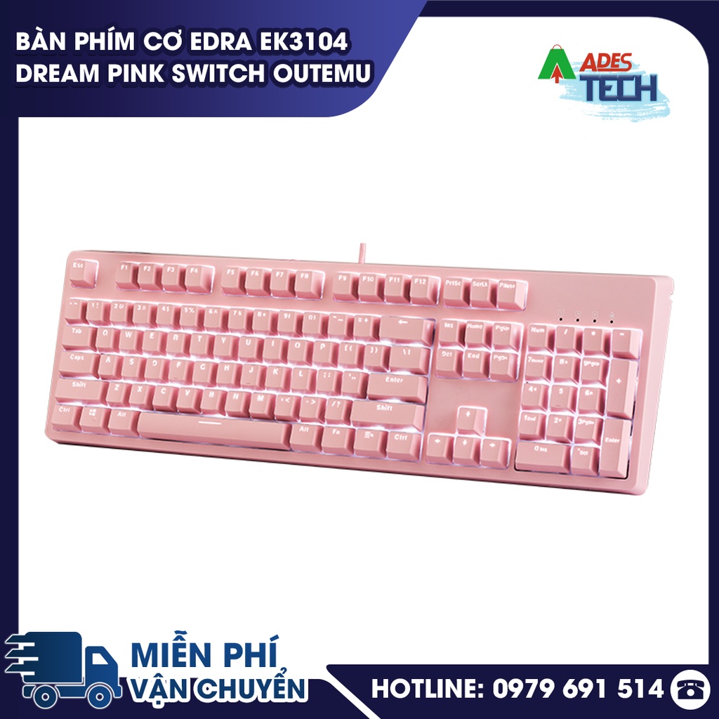 Bàn Phím Cơ EDRA EK3104 Dream Pink Switch OUTEMU Bảo hành 24 tháng