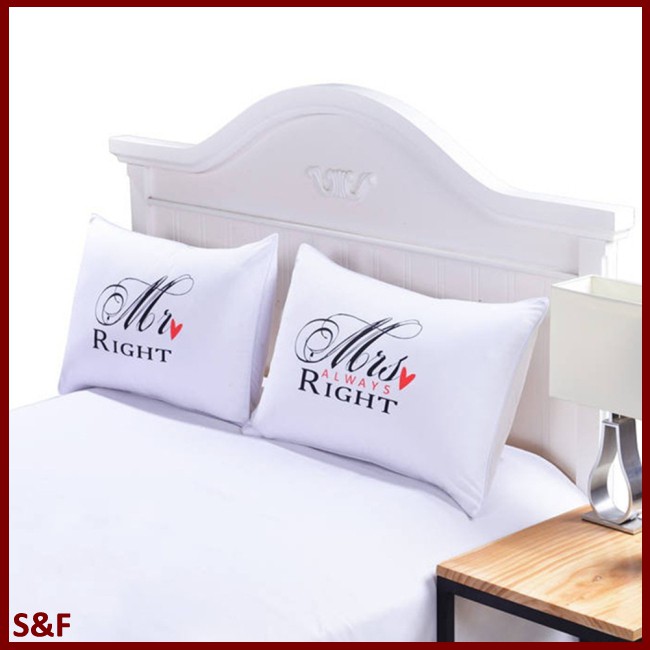 1pair Simple Mr Mrs Right Patern For Printing Pillows Lovers