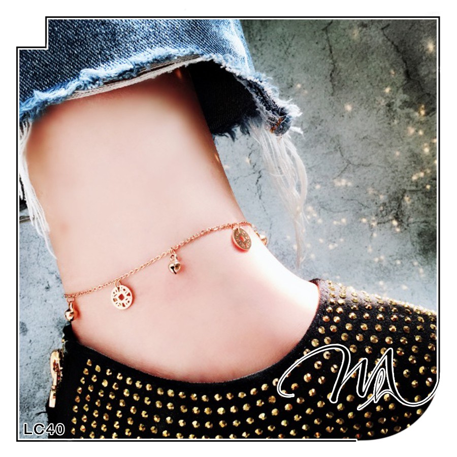 Lắc chân nữ Titan có chuông phối đồng tiền xinh xắn - Măng’s House LC40