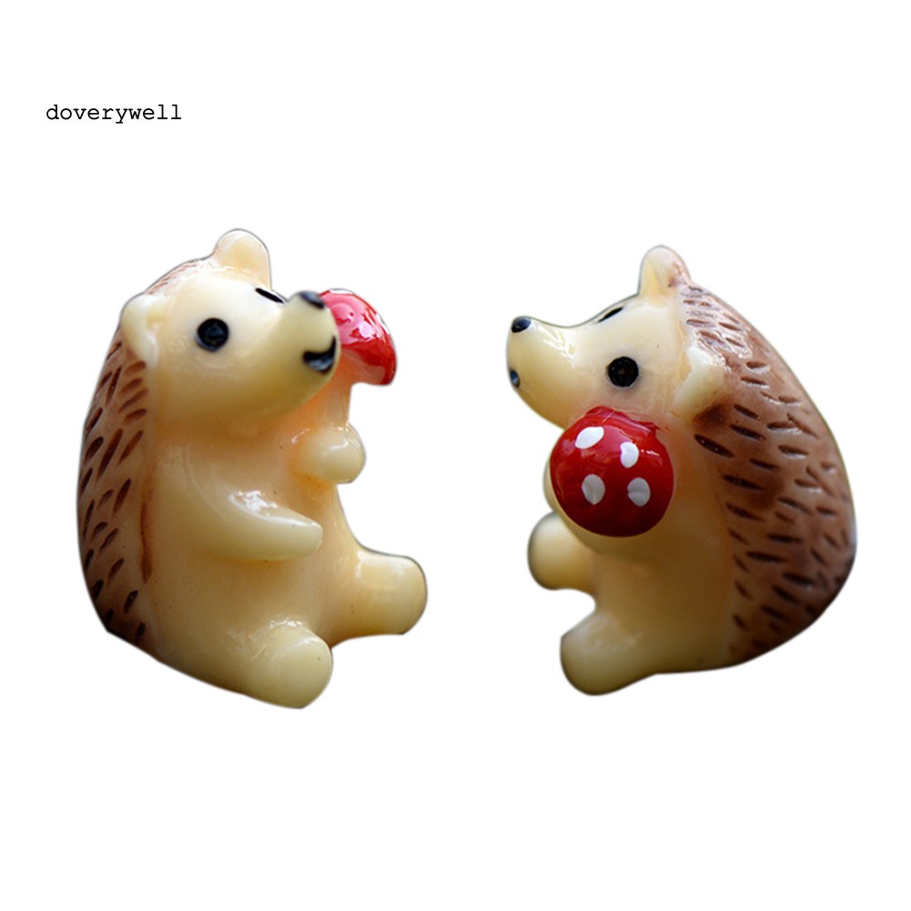 2 Chú nhím mini bằng nhựa resin dùng để trang trí tiểu cảnh