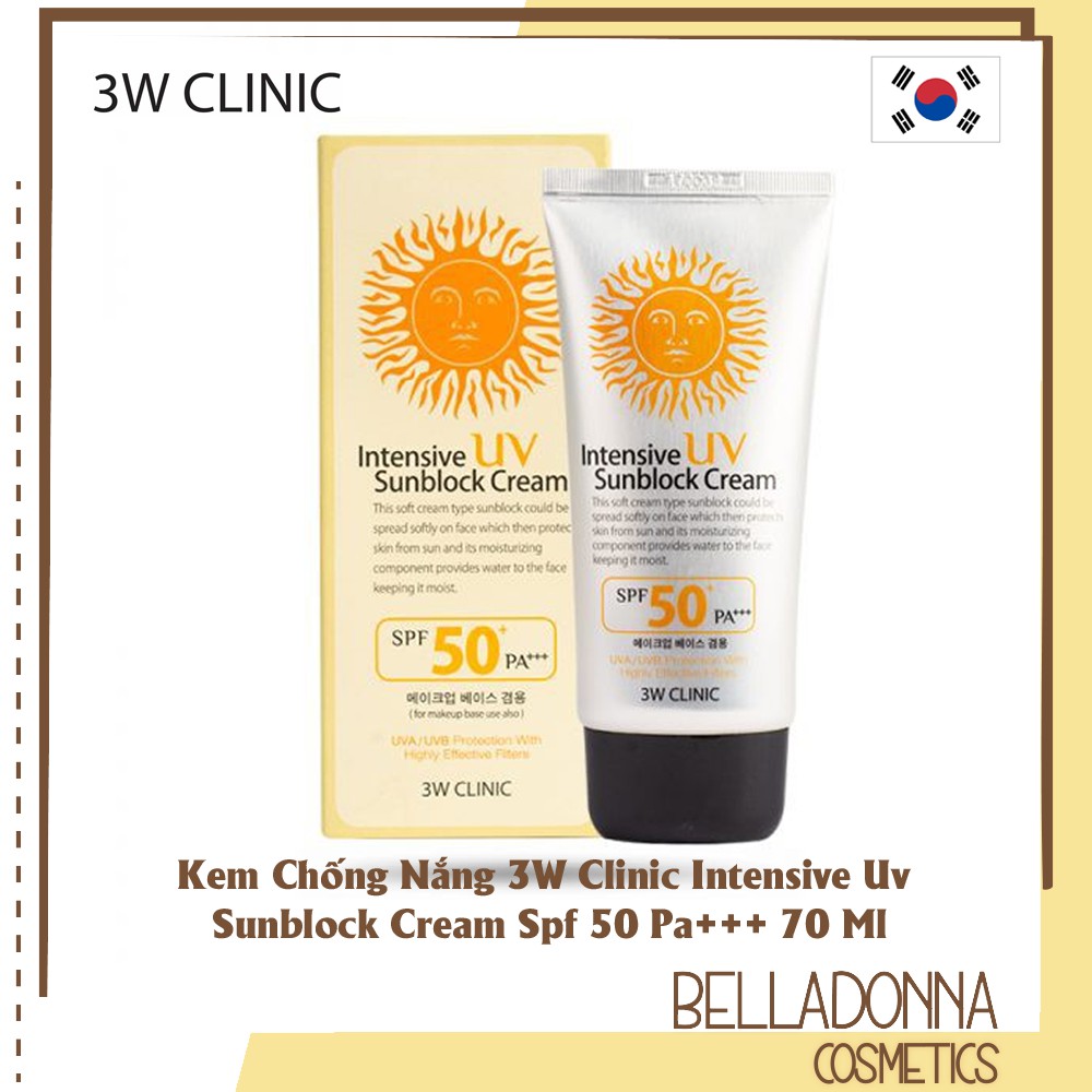 Kem Chống Nắng 3w Clinic Intensive Uv Sunblock Cream Spf 50 Pa+++ 70ml