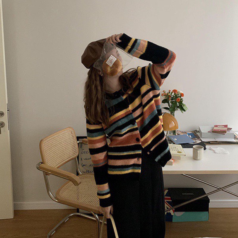Áo Cardigan Len Phối Màu Mới Siêu Lạ M401