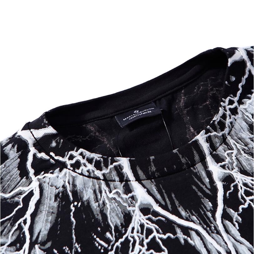 Áo Thun Tay Ngắn In Hình Đôi Cánh Sấm Sét Trắng Đen Thời Trang Cho Cặp Đôi