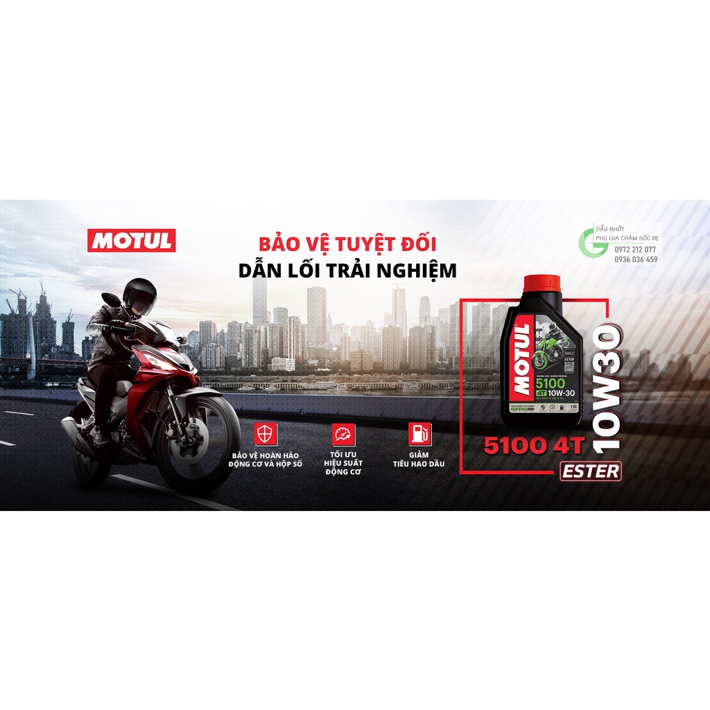Dầu Motul 5100 10W-30 bán tổng hợp công nghệ Ester chất lượng cao cho xe máy