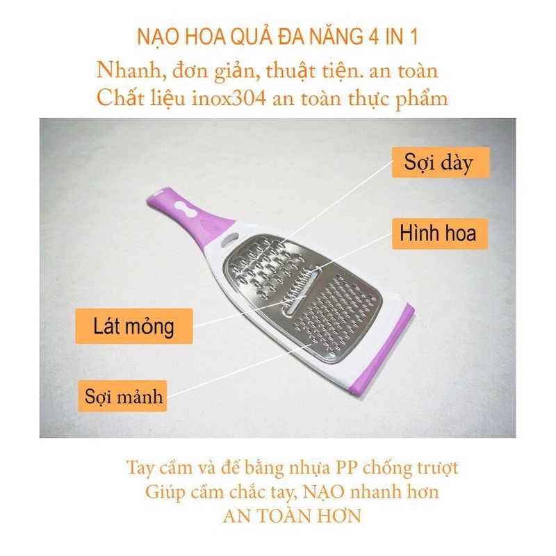 Nạo củ , hoa quả 2 mặt đa năng-Bản to,2 mặt nạo đa năng, có tay cẩm chắc chắn, tiện dụng