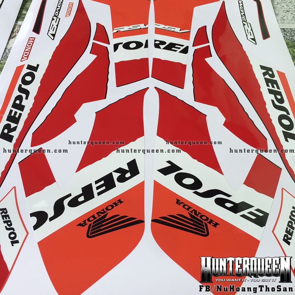 Tem rời dán xe WAVE RSX 2008 đỏ đen. Chất liệu decal cao cấp không bay màu