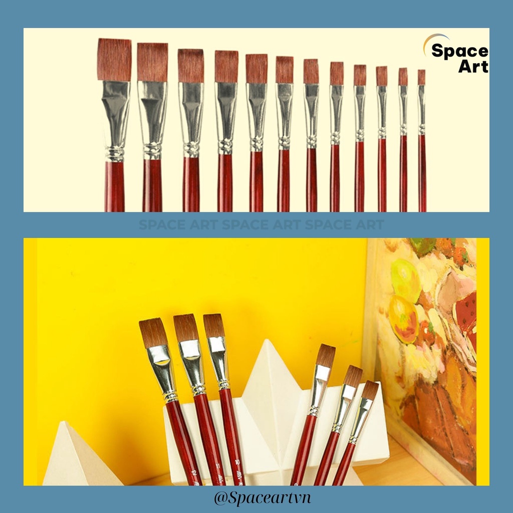Cọ vẽ Bản ngang lông chồn Taipei SP102 vẽ màu nước,acrylic, màu bột