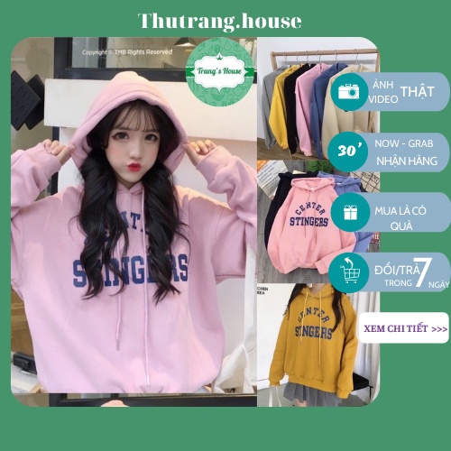 Áo hoodie nữ,Áo nỉ from rộng Unisex nam nữ chất nỉ ngoại dày dặn | BigBuy360 - bigbuy360.vn