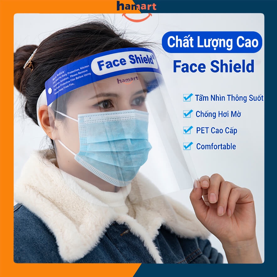 Tấm Chắn Giọt Bắn Phòng Dịch Face Shield Kính Bảo Hộ Y Tế Nhựa PET Chống Mờ Kính Hạng A