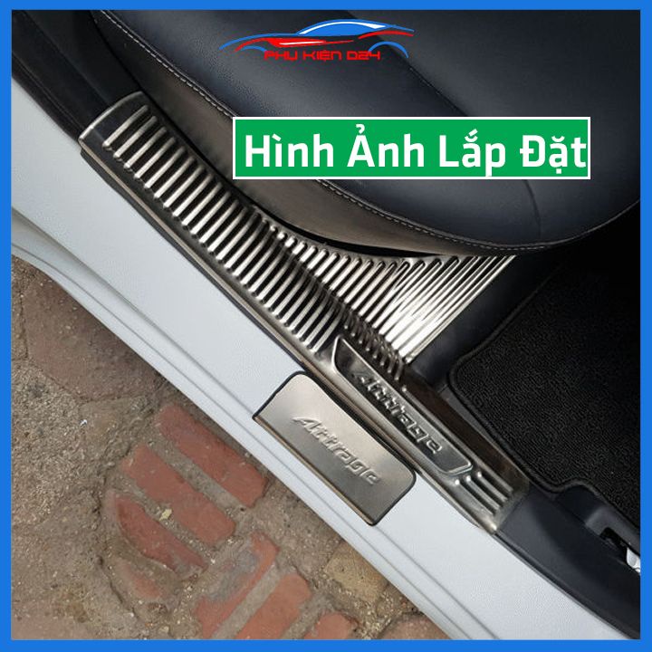 Bộ ốp bậc cửa trong ngoài Attrage 2015-2016-2017-2018-2019-2020-2021-2022-2023 Inox chống trầy trang trí xe