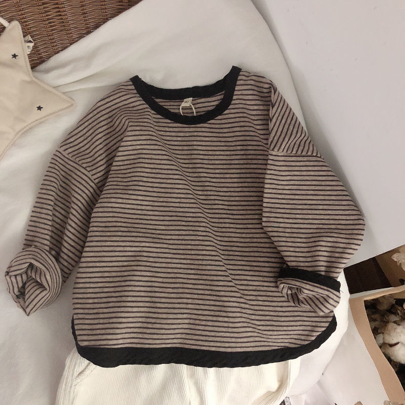 Áo thun cotton tay dài cổ tròn thời trang mùa thu dành cho bé