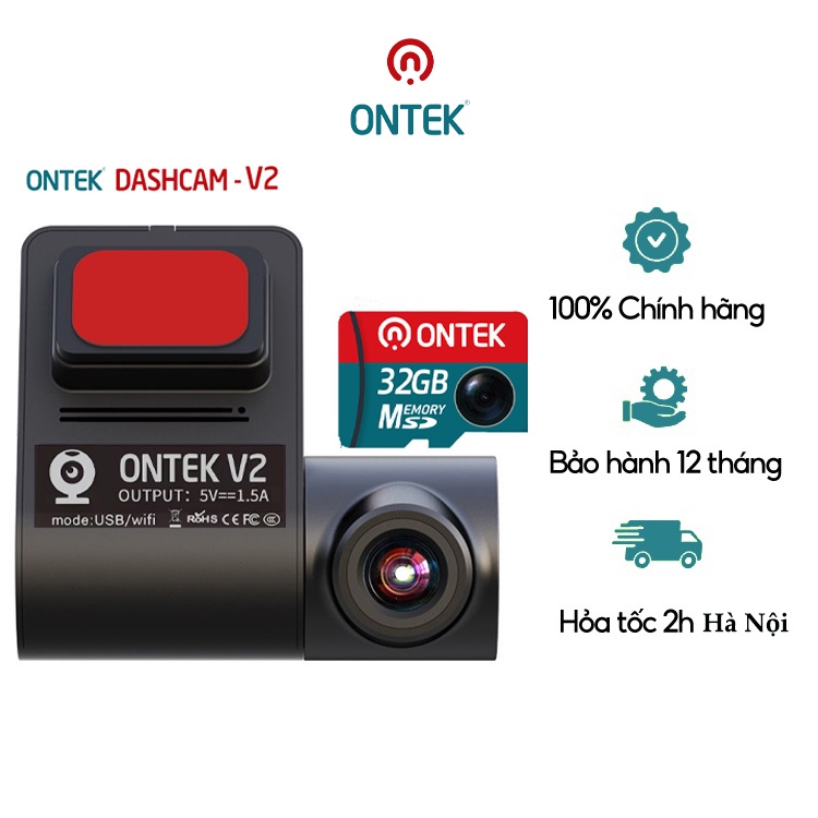 Camera Hành Trình ONTEK V2 Kết Nối Wifi, Độ Phân Giải 1080P CÓ GHI ÂM