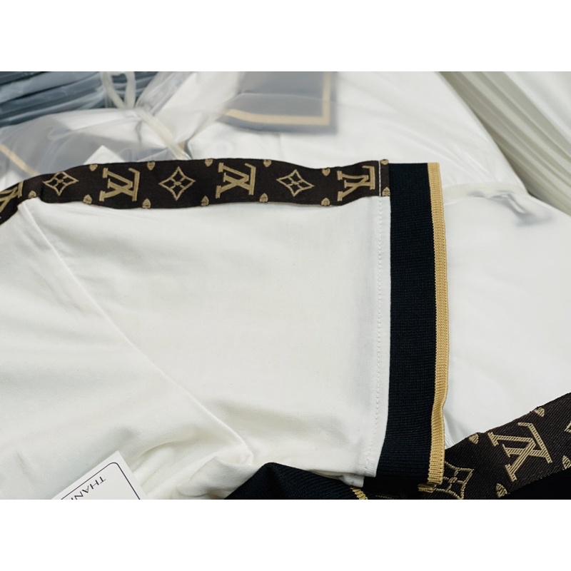 Áo polo nam, áo thun nam cổ trụ tay ngắn phối đen trắng in hình HOA form dáng chuẩn chất vải thun lạnh cotton thoáng mát