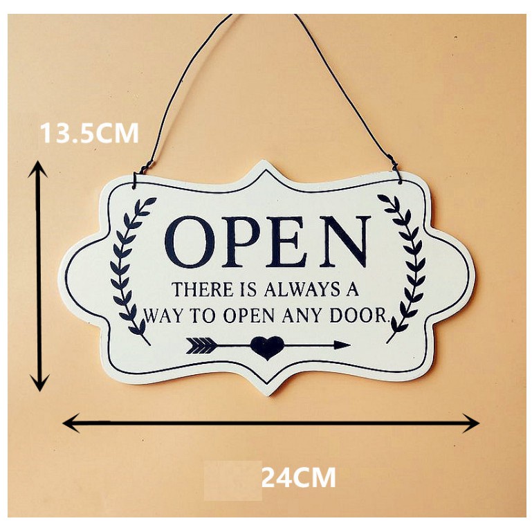 Bảng Treo Open Close Trang Trí Hoa Văn