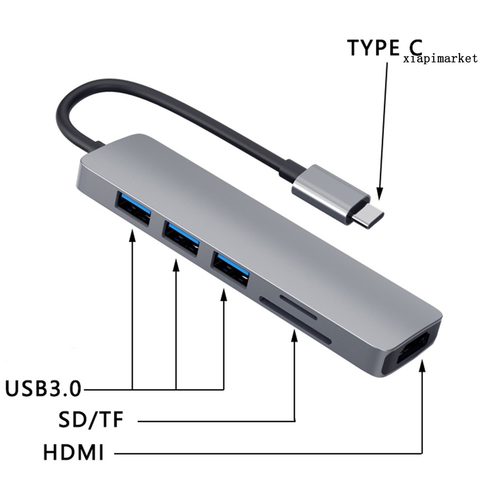 Bộ Chuyển Đổi Cổng Type C Sang Hdmi Usb3.0 6 Trong 1 4k