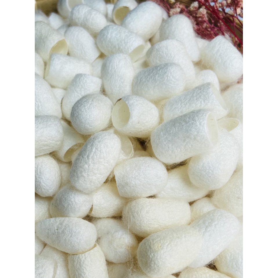 VỎ KÉN TẰM TỰ NHIÊN ( SILKWORM COCOON) Màu Vàng - Màu Trắng _Massa da mặt và làm đẹp da, ngừa mụn đầu đen, tẩy da chết