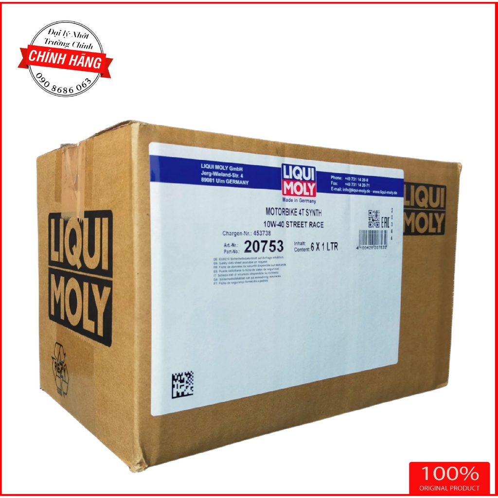 Thùng 6 bình Nhớt tổng hợp Liqui Moly Street Race 10W40 dành cho xe số, tay côn