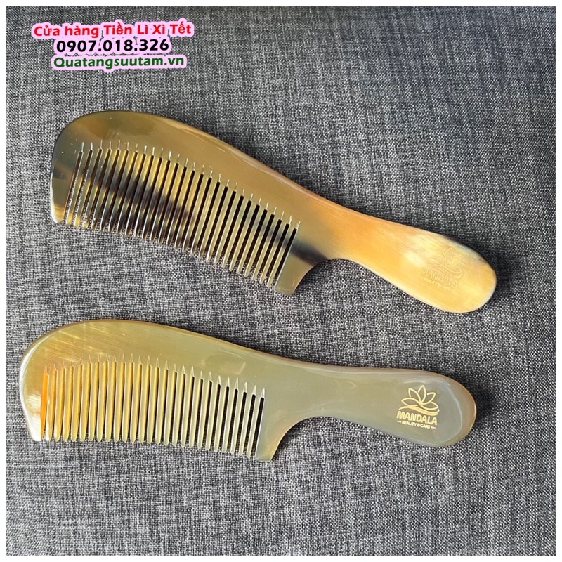 Lược sừng Mandala, lược sừng chuôi trơn cao cấp cung cấp Keratin, Protein, Canxi cho tóc - Lalan shop
