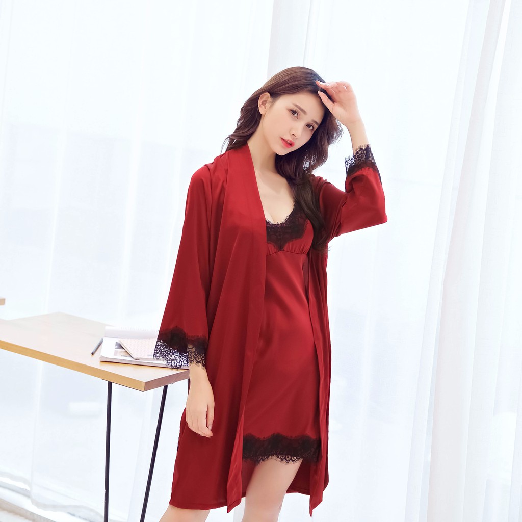 Áo choàng ngủ váy ngủ lụa bigsize 🎀MLXL 40-65KG🎀 sexy hai dây phối ren đồ ngủ bầu cao cấp sale giá rẻ | BigBuy360 - bigbuy360.vn