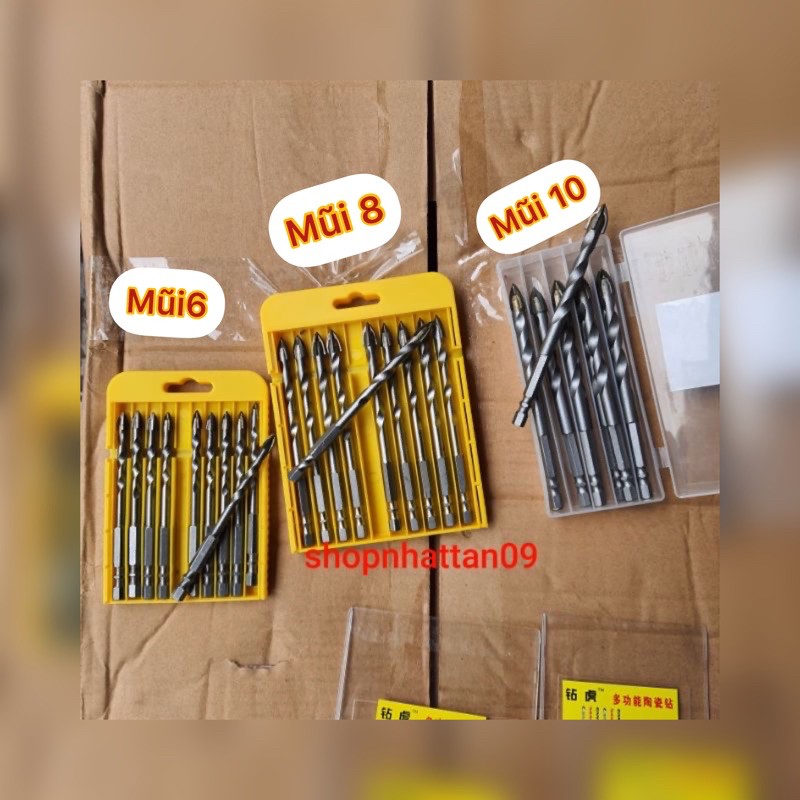 Bộ mũi khoan đa năng đầu 4 cạnh chân lục giác khoan gạch , gỗ , sắt , tường