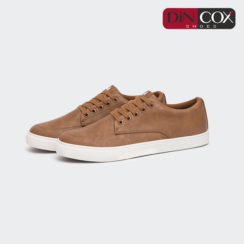 Giày Sneaker Da Nam DINCOX D06 Thể Thao, Năng Động Tan/White