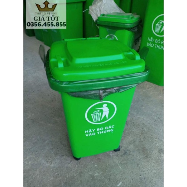 Thùng rác nhựa công cộng 60l 4 bánh xe