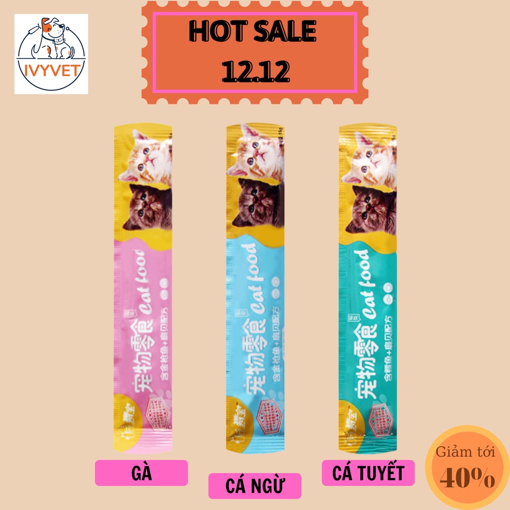 Súp thưởng cho mèo CATFOOD thanh 15gr siêu ngon và bổ dưỡng - 3 hương vị