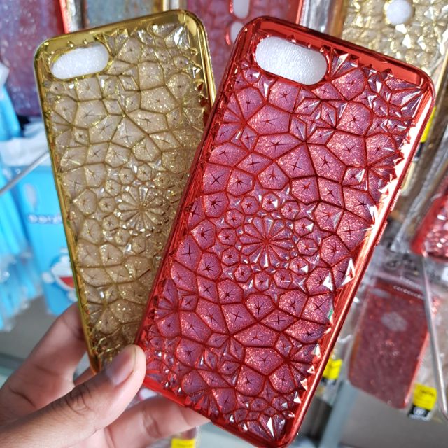 Ốp lưng Oppo A1k dẻo đính đá 3D kim tuyến cực sang