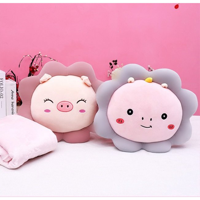 Bộ chăn gối văn phòng hoa quả viền hoa mới. Gấu bông đẹp 3in1 (#gối_chăn)