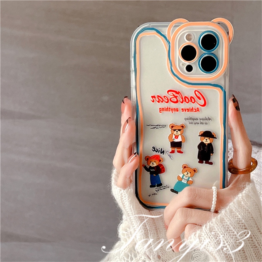 Ốp Điện Thoại Mềm Trong Suốt Họa Tiết Tai Gấu Cho iPhone 14 13 12 11 Pro Max X XR Xs Max 8 7 6 6s Plus SE 2020