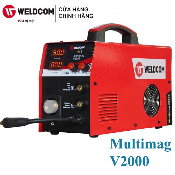 [CHÍNH HÃNG] Máy hàn Mig không dùng khí Weldcom Multimag V2000 - Hàn 3 chức năng: hàn que, hàn mig không khí và có khí