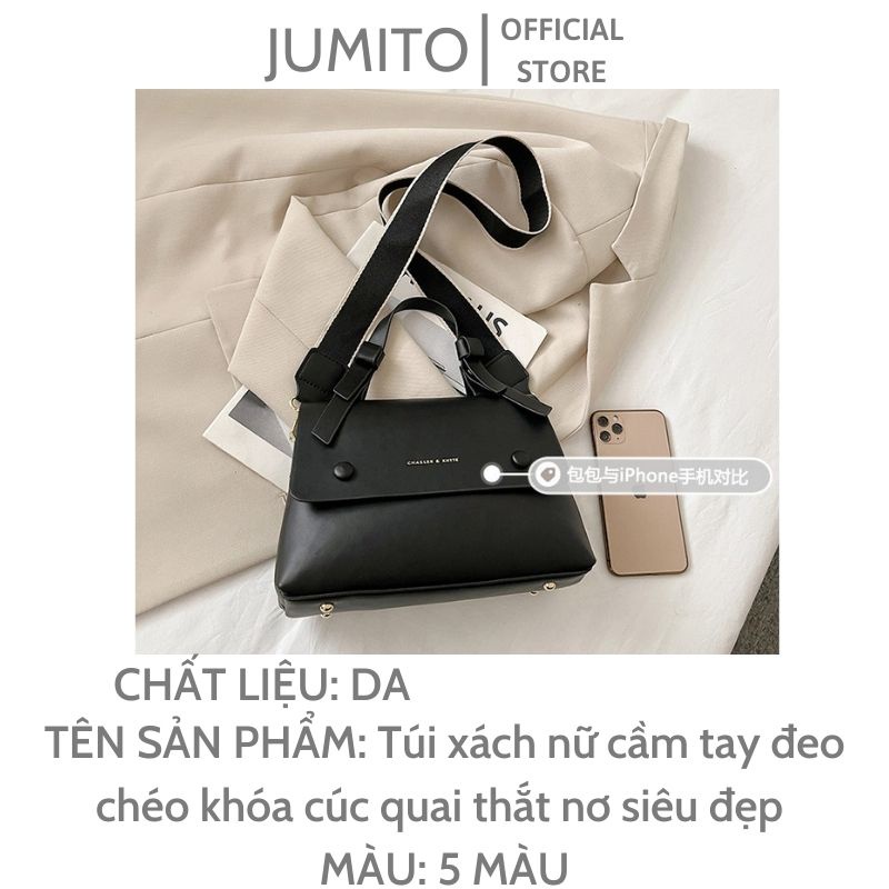 Túi xách nữ đeo chéo cầm tay khóa cúc quai thắt nơ siêu đẹp JUMITO SF392