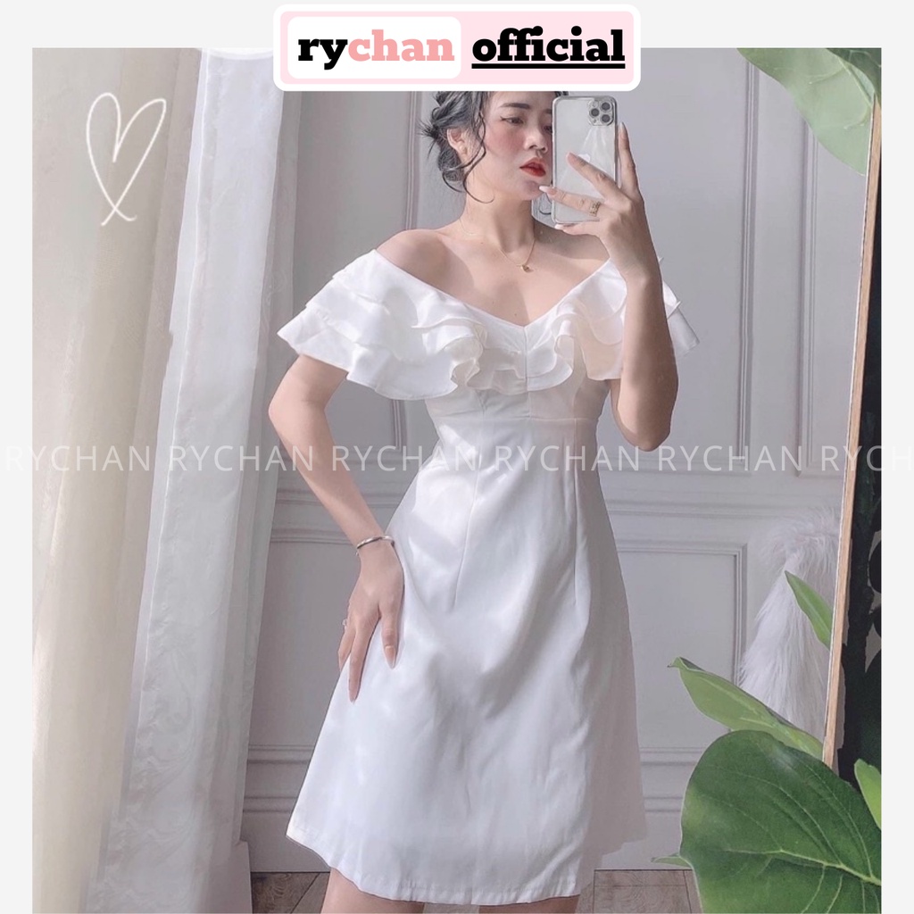 Đầm Váy Nữ Dự Tiệc Cưới Cổ V Phối Bèo Bo Eo Ôm Body Cực Sang Chảnh Màu Trắng Đen[ẢNH THẬT CUỐI] - DX9953