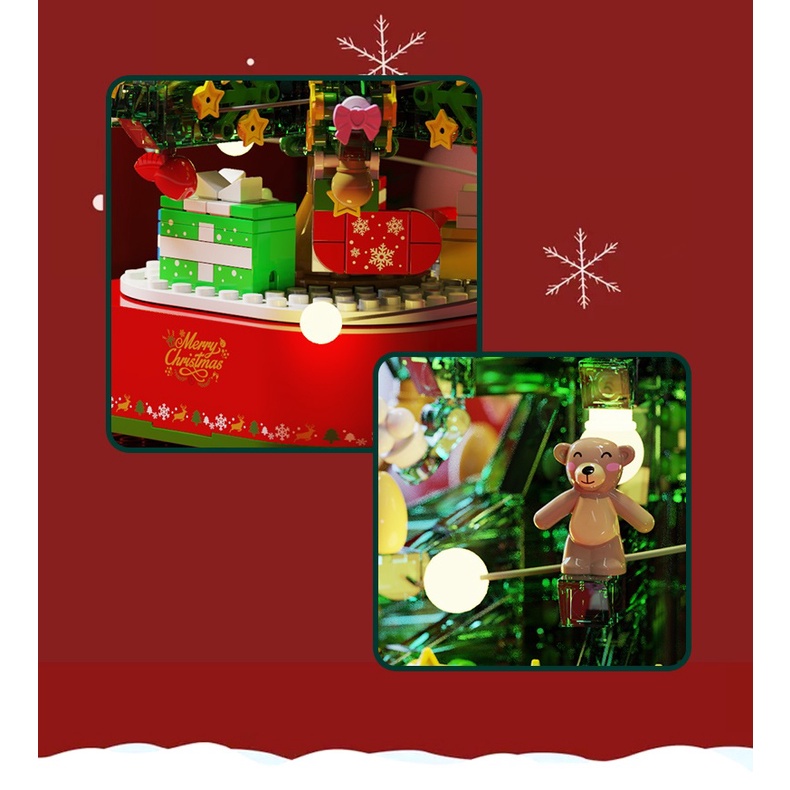 Hộp nhạc cây thông Noel lego - Đồ chơi Noel cho bé - Qùa tặng giáng sinh cho con